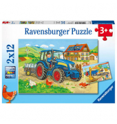 Baustelle und Bauernhof Puzzle 2x 12 Teile