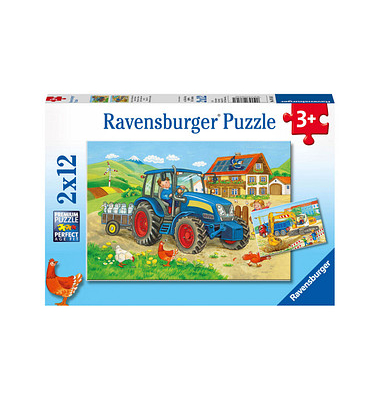 Baustelle und Bauernhof Puzzle 2x 12 Teile
