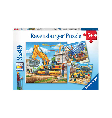 Große Baufahrzeuge Puzzle 3x 49 Teile