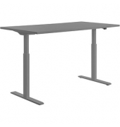 Sitz-Steh-Schreibtisch E-Table, elektrisch höhenverstellbar, 70-120cm (H), 160x80cm (BxT), rechteckig, grau / grau