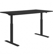 Sitz-Steh-Schreibtisch E-Table, elektrisch höhenverstellbar, 70-120cm (H), 160x80cm (BxT), rechteckig, schwarz / schwarz