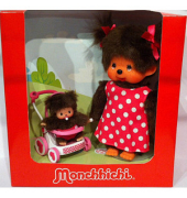 Mutter mit Kinderwagen Monchhichi Puppe