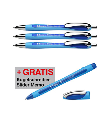 Kugelschreiber Slider Rave XB/ Slider Memo 132574, blau, XB, nachf&uuml;llbar