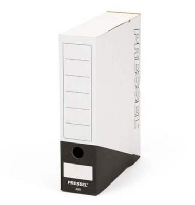 Archivbox, Steckverschluss, A4, 8x26x32cm, weiß/schwarz