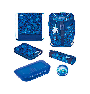 herlitz Schulranzen-Set SoftLight Plus GREENline Deep Sea Kunstfaser blau