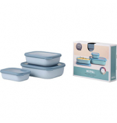 Frischhaltedose Cirqula 7 cm hoch blau nordic blue im SET 0,5/1,0/2,0 Liter BPA Frei