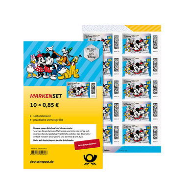 10 Deutsche Post 0,85 € Briefmarken 100 Jahre Disney selbstklebend