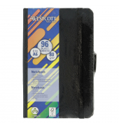 Notizbuch E-744843 00, schwarz, A6, kariert, 80g, 96 Blatt / 192 Seiten