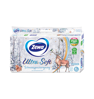Toilettenpapier Ultra Soft Schneespaziergang, winterlich-frisch, 39111, 4-lagig, weiß, 150 Blatt/Rolle, Toilettenpapier Ultra Soft Schneespaziergang, winterlich-frisch, 39111, 4-lagig, weiß, 150 Blatt/Rolle,