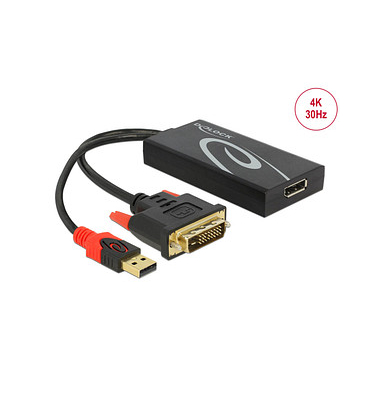 DeLOCK DisplayPortUSB 2.0 A, DVI-D Adapter 0,3 m schwarz