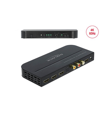DeLOCK 4K 60 Hz mit Audio Extraktor HDMI-Switch 3-fach