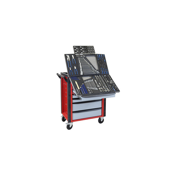 4050049211130 - Werkstattwagen HQ mit 190-teiligem Werkzeugset 7 Schubladen Schiebegriff Zentralverschluss B 750 x T 475 x H 985 mm feuerrot RAL 3000 4050049211130 - Werkstattwagen HQ mit 190-teiligem Werkzeugset 7 Schubladen Schiebegriff Zentralverschluss B 750 x T 475 x H 985 mm feuerrot RAL 3000
