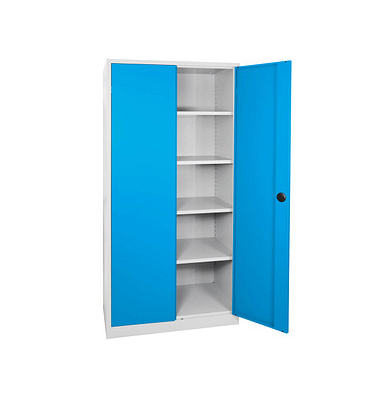 ADB Stahlschrank 40751 lichtgrau, lichtblau 92,0 x 50,0 x 195,0 cm, aufgebaut