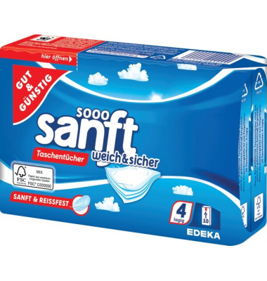 Taschentücher 4-lagig aus 100% Frischzellstoff, weißes Tissue