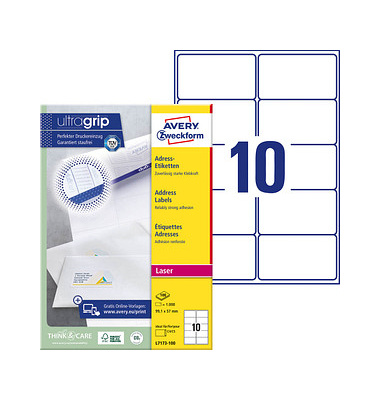 Adressetiketten ultragrip, 57mm (H)