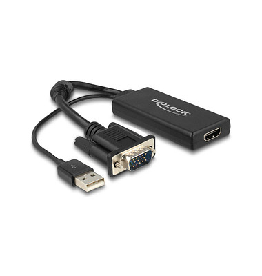 DeLOCK HDMIVGA, USB Adapter 0,25 m schwarz