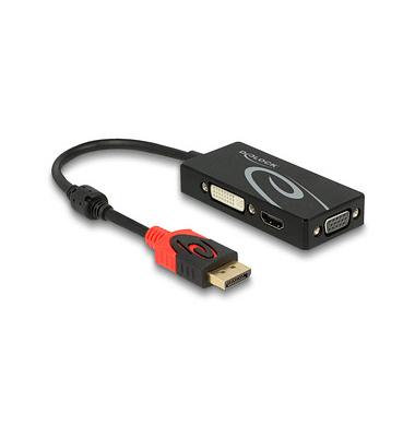 DeLOCK DisplayPortDVI-D, HDMI, VGA Adapter 4K, Passiv 0,20 m schwarz