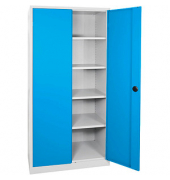 ADB Stahlschrank 40955 lichtgrau, lichtblau 92,0 x 42,0 x 195,0 cm, aufgebaut