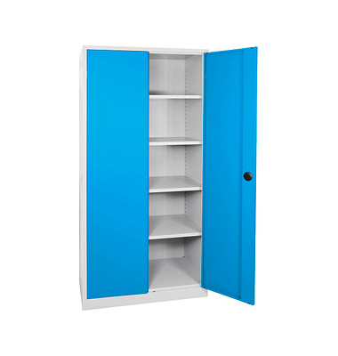 ADB Stahlschrank 40955 lichtgrau, lichtblau 92,0 x 42,0 x 195,0 cm, aufgebaut