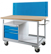 ADB Werkbank Eko lichtgrau, lichtblau 3 Schubladen 130,0 x 60,0 x 85,0 cm