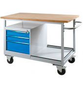ADB Werkbank Eko lichtgrau, lichtblau 3 Schubladen 130,0 x 60,0 x 85,0 cm