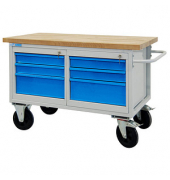ADB Werkbank lichtgrau, lichtblau 6 Schubladen 130,0 x 60,0 x 82,7 cm
