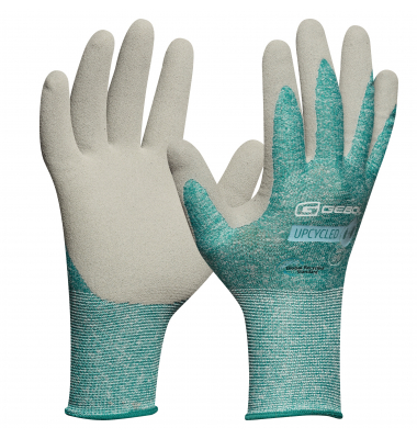 Arbeitshandschuhe Upcycled STRONG, Latex-Beschichtung mit Sandy Finish, hellgrün, Größe 7 / S