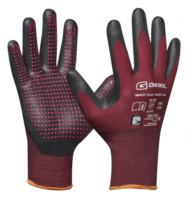 Arbeitshandschuhe MULTI FLEX TOUCH LADY, Nitril, rot, Größe 8 / M