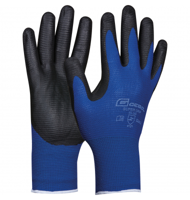 Montagehandschuhe SUPER GRIP, Nitril, blau/grau, Größe 8 / M