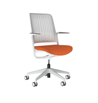 Bürostuhl WITHME, orange/grau / hellgrau, mit Armlehnen, bis 110kg