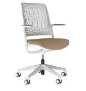 Bürostuhl WITHME hellgrau-weiß, Sitzbezug beige
