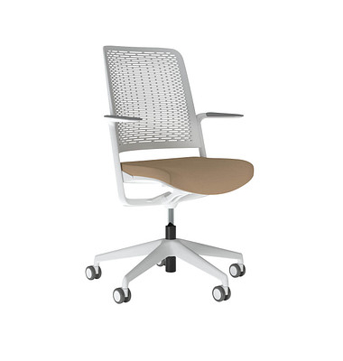 Bürostuhl WITHME hellgrau-weiß, Sitzbezug beige