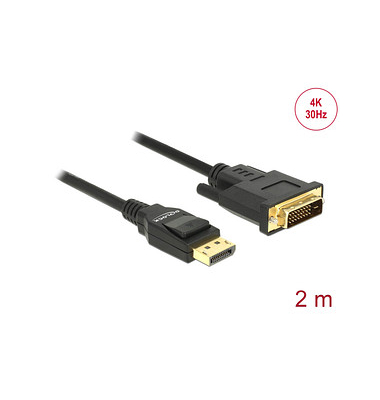 DeLOCK DisplayPortDVI-D Kabel 4K 30 Hz 2,0 m schwarz