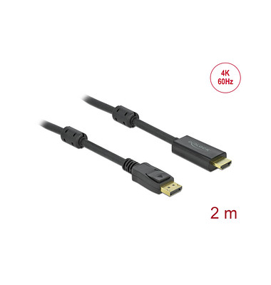 DeLOCK DisplayPortHDMI Kabel 4K 60 Hz 2,0 m schwarz