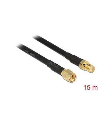 DeLOCK F-SteckerF-Buchse Antennenkabel CFDRF200 low loss 15,0 m schwarz