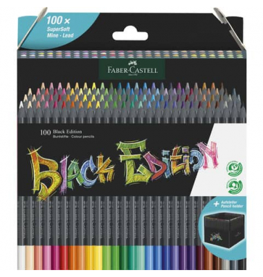 Buntstifte-Set Black Edition, 116411, farbig sortiert, dreikant, ergonomisch, Packung