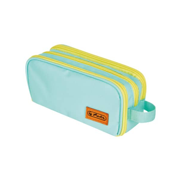 Herlitz Schüleretui Doppelfaulenzer Neon Polyester 235x75mm mint/gelb