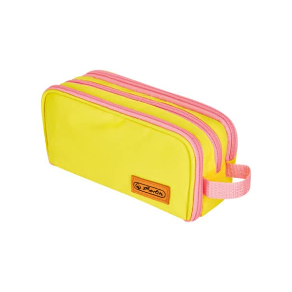 Herlitz Schüleretui Doppelfaulenzer Neon Polyester 235x75mm gelb/rosa