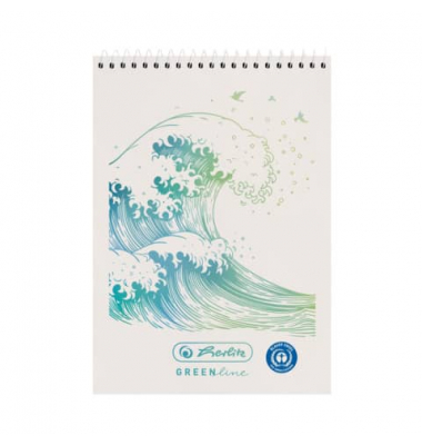 Notizblock 50033553 GREENline Welle, Welle, kariert, A7, 80g, weiß, 50 Blatt