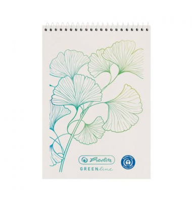 Notizblock 50033560 GREENline Ginkgo, Ginko, kariert, A7, 80g, weiß, 50 Blatt