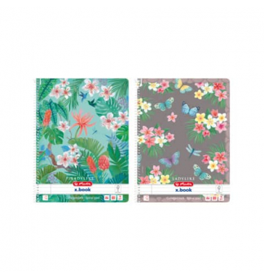 Notizblock 50044245 Ladylike, Blumen, liniert Rand beidseitig , A4, 70g, sortiert, 80 Blatt