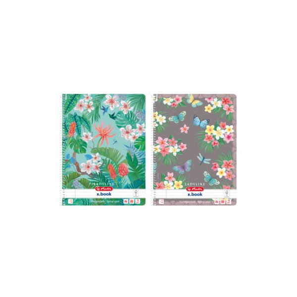 5 Stück Herlitz Notizblock 50044245 Ladylike, Blumen, liniert Rand beidseitig , A4, 70g, sortiert, 80 Blatt 4008110366012 Herlitz