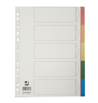 Kunststoffregister KF01896, 5-teilig blanko, A4, 125µm, farbige Taben, 5-teilig