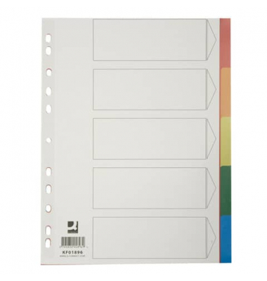 Kunststoffregister KF01896 blanko A4 0,125mm farbige Taben 5-teilig