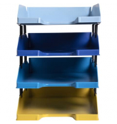 Briefablage BEE BLUE 113202SETD, A4/C4, hellblau/marineblau/safran/türkis, Polystyrol stapelbar