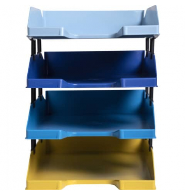 Briefablage BEE BLUE 113202SETD, A4/C4, hellblau/marineblau/safran/türkis, Polystyrol stapelbar