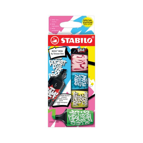 10 Stück Stabilo Textmarker STABILO BOSS MINI by Snooze One, 07/05-30-10, Set, 5-farbig sortiert, 2-5mm Keilspitze 4006381592307 Stabilo 5 Stück