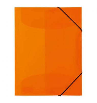 Gummizugmappe Neon  19656, A4 neonorange Polypropylen (PP), f&uuml;r ca. 50 Blatt  (80 g/m&sup2;), mit 3 Einschlagklappen