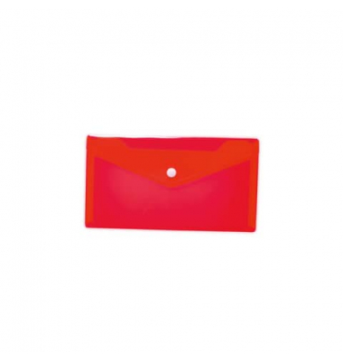 Dokumententasche 20035, Din Lang, transparent rot, Polypropylen (PP), Druckknopf