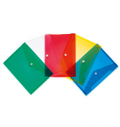 Dokumententasche 20050, A5, transparent dunkelblau/rot/dunkelgr&uuml;n/gelb und wei&szlig;, Polypropylen (PP), Druckknopf